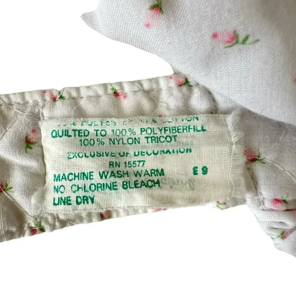 Vintage A Tiny Tots Original Quilted Jumpsuit Girls Toddler 18M White Pink Roses